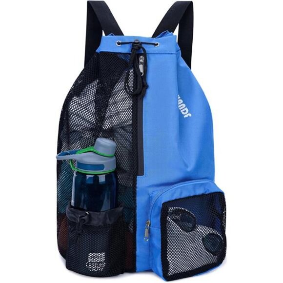 Swim Bag Mesh Drawstring Backpack with Wet Pocket for Swimming,Gym& Workout Gear